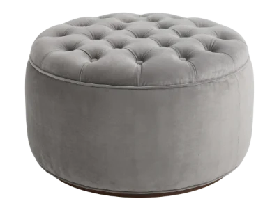 Grey Velvet Tufted Ottoman