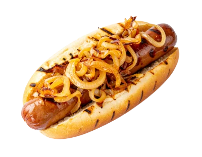 Grilled Hot Dog With Onions