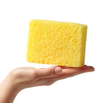 Hand Holding Yellow Sponge
