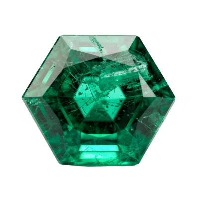 Hexagonal Cut Emerald Gemstone