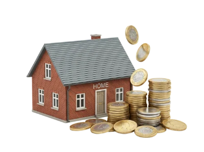 House With Stacks Of Coins