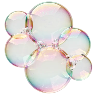 Iridescent Soap Bubble Cluster