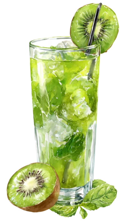 Kiwi Fruit Watercolor Cocktail