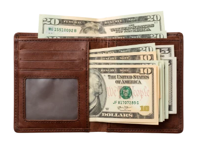 Leather Wallet With Cash