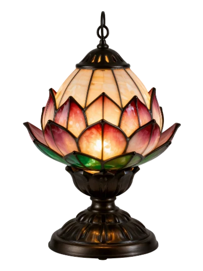 Lotus Flower Stained Glass Lamp