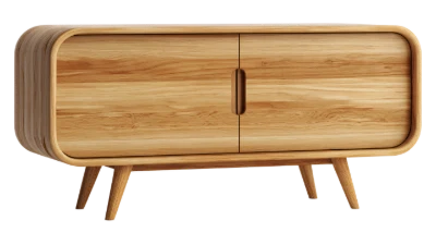 Modern 3D Render Wooden Sideboard