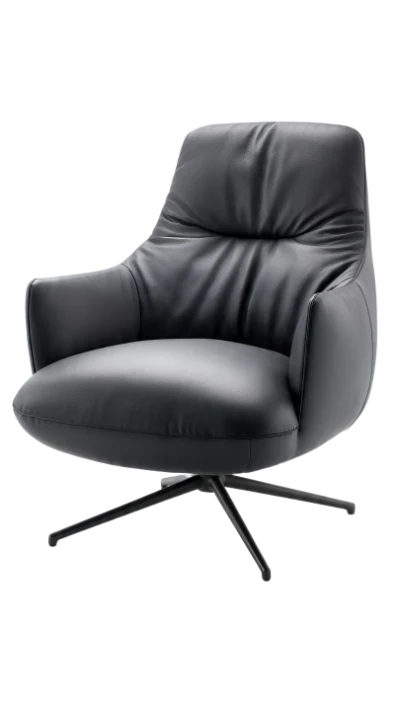 Modern Black Leather Armchair