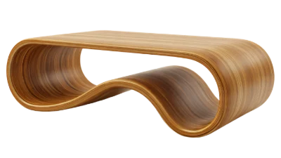 Modern Curved Wooden Coffee Table 3D Render