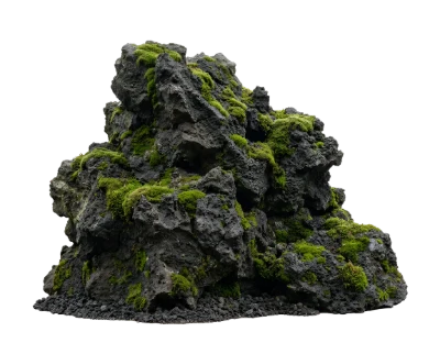 Mossy Volcanic Rock Formation