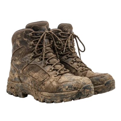 Muddy Hiking Boots