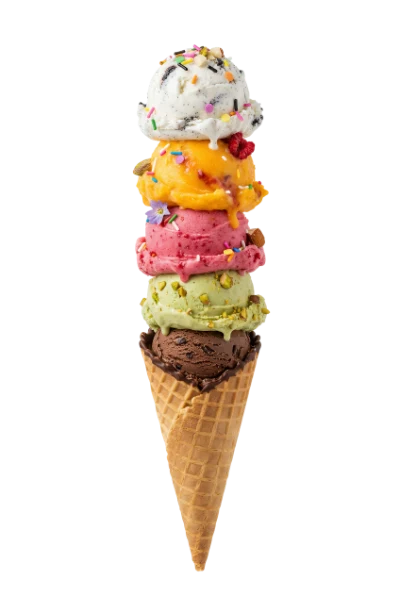 Multi Flavor Ice Cream Cone