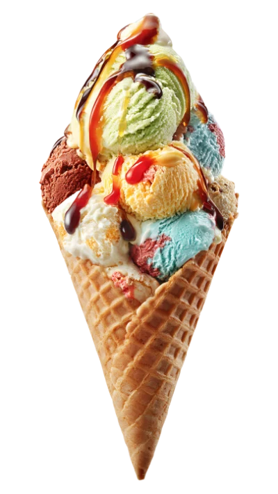 Multi Flavor Ice Cream Cone