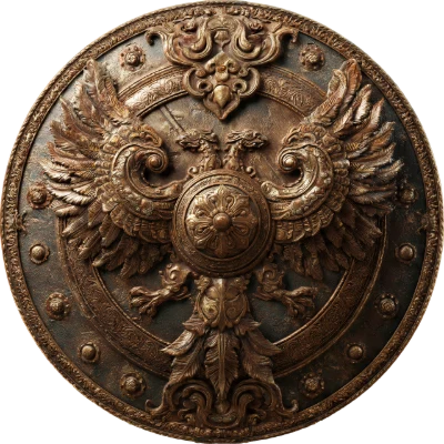 Ornate Bronze Eagle Shield