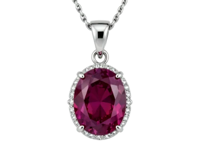 Oval Ruby Diamond Pendant