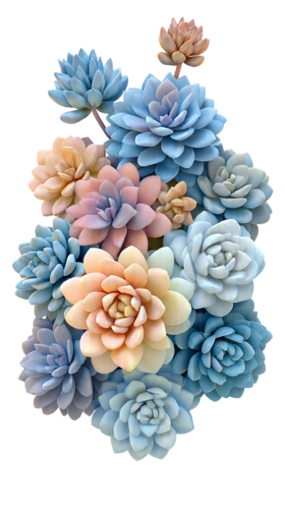 Pastel Succulent 3D Illustration