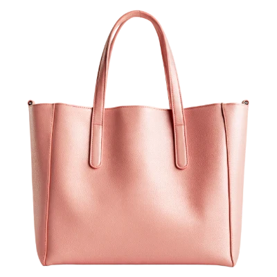 Pink Leather Tote Bag