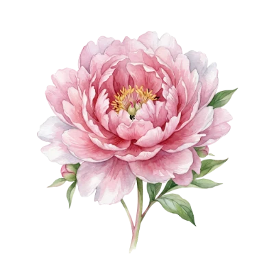 Pink Peony Watercolor Flower
