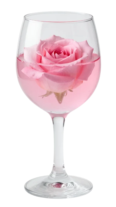 Pink Rose In Wine Glass
