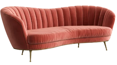 Pink Velvet Curved Sofa