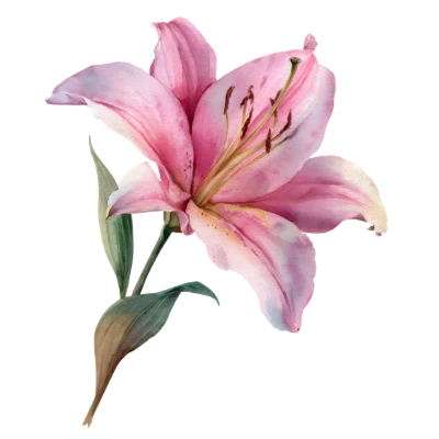 Pink Watercolor Lily Flower