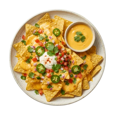 Plate Of Cheesy Nachos