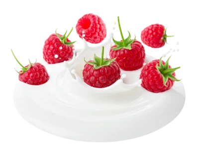Raspberries In Milk Splash