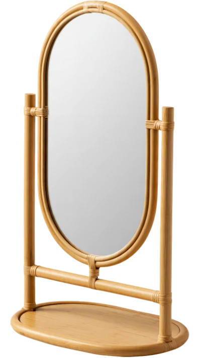 Rattan Oval Table Mirror
