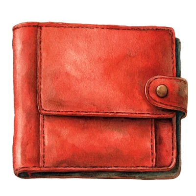 Red Leather Watercolor Wallet