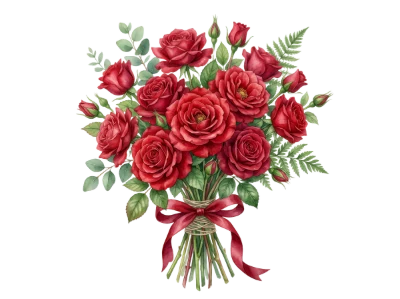 Red Rose Bouquet Illustration