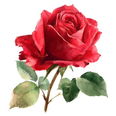 Red Watercolor Rose Flower
