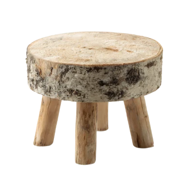 Rustic Birch Wood Stool