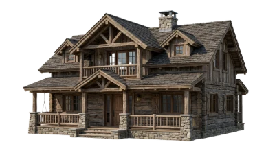 Rustic Wooden Log Cabin