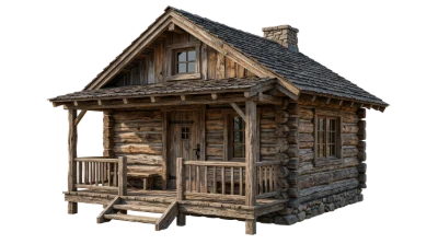 Rustic Wooden Log Cabin