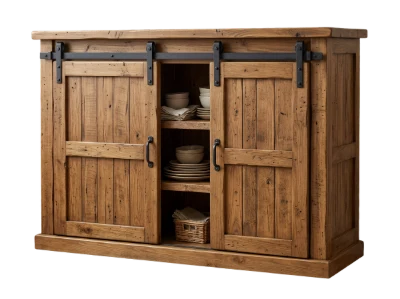 Rustic Wooden Sliding Door Cabinet