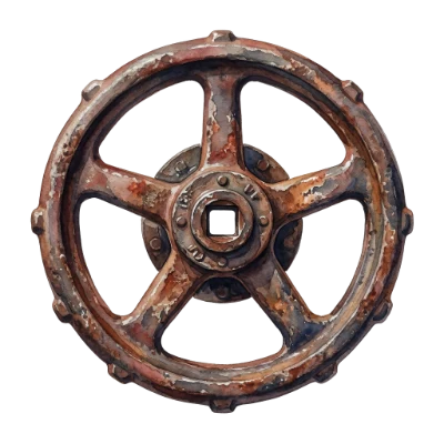 Rusty Valve Wheel Watercolor