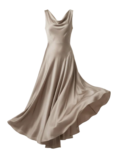 Satin Cowl Neck Dress