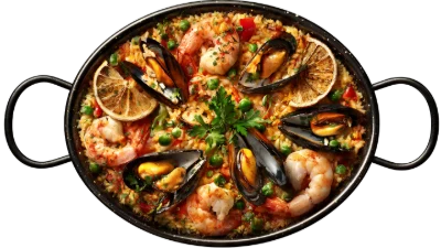 Seafood Paella In Pan