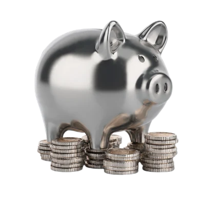 Silver Piggy Bank 3D Render