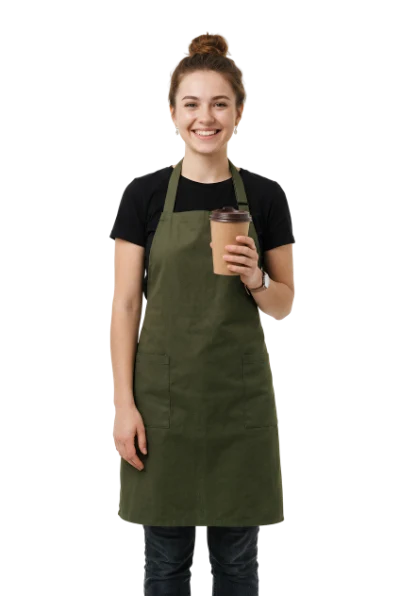 Smiling Barista Holding Coffee