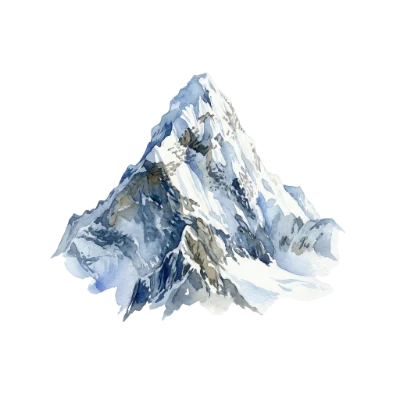Snowy Mountain Watercolor Peak