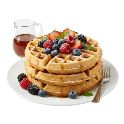 Stack Of Waffles With Berries