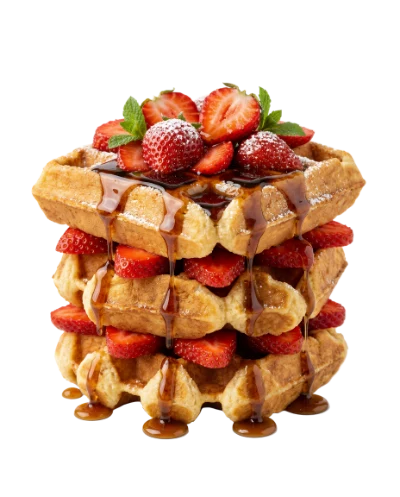 Stack Of Waffles With Strawberries