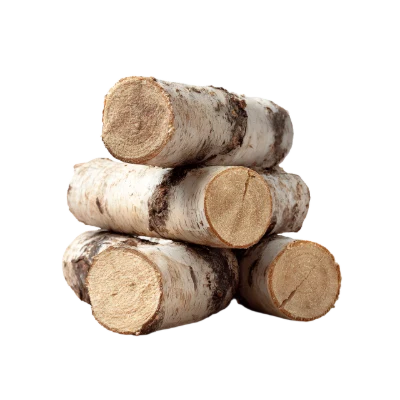 Stacked Birch Wood Logs