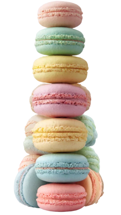Stacked Colorful French Macarons