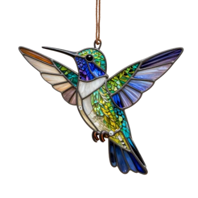 Stained Glass Hummingbird Ornament