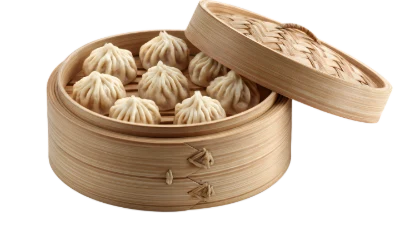 Steamed Dumplings In Bamboo Steamer