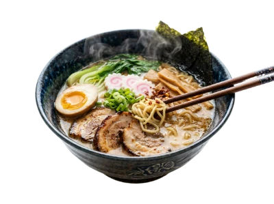 Steaming Japanese Ramen Bowl