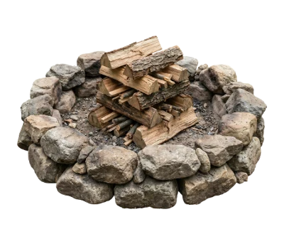 Stone Fire Pit With Wood