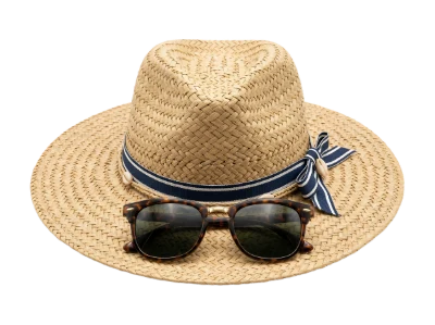 Straw Hat And Sunglasses
