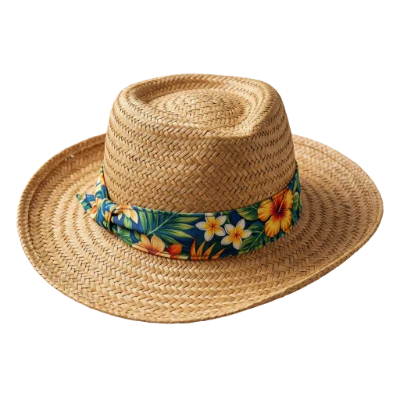 Straw Hat With Floral Band